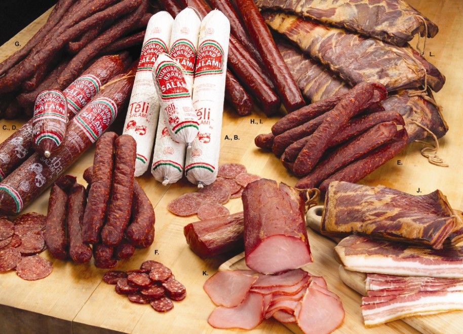 TELI & CSABAI SALAMI, GYULAI SMOKED SAUSAGE, KOLOZSVARI SMOKED BACON, KARAJ SMOKED BONELESS PORK LOIN, SCOUT SAUSAGE, NIGHT STICK, NIGHT STICK, SMOKED RIBS